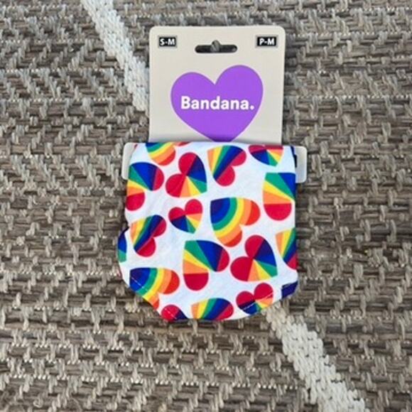 Dog Bandana Print: Rainbow hearts Sz S-M - Picture 1 of 4